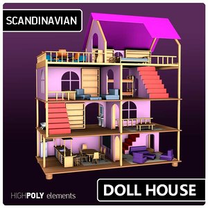 3D modern dollhouse model
