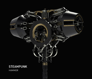3D steampunk hammer weapon model