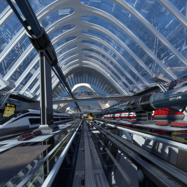 3D model pbr transport hub train
