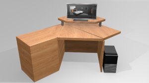 desk computer table monitor 3D model
