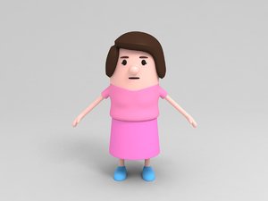 mom character cartoon 3D model