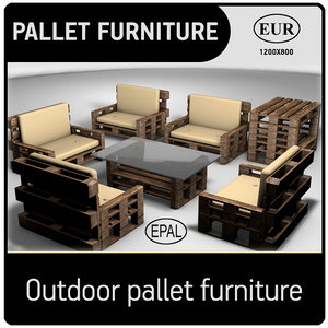 3D outdoor pallet furniture model