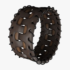 3D leather bracelet brown beige model
