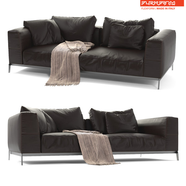 flexform leather sofa ettore 3D model