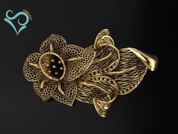 golden ring print jewelry 3D model