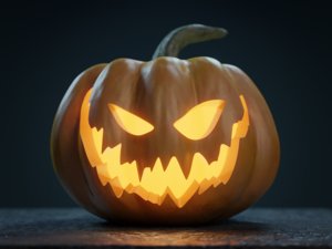3D halloween jack-o-lantern pumpkin model