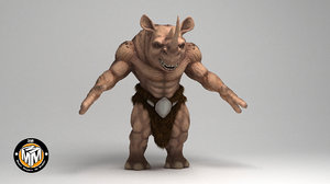 3D monster minotaur rhinoceros