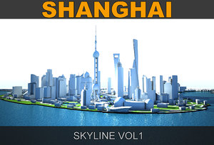 3D shanghai skyline