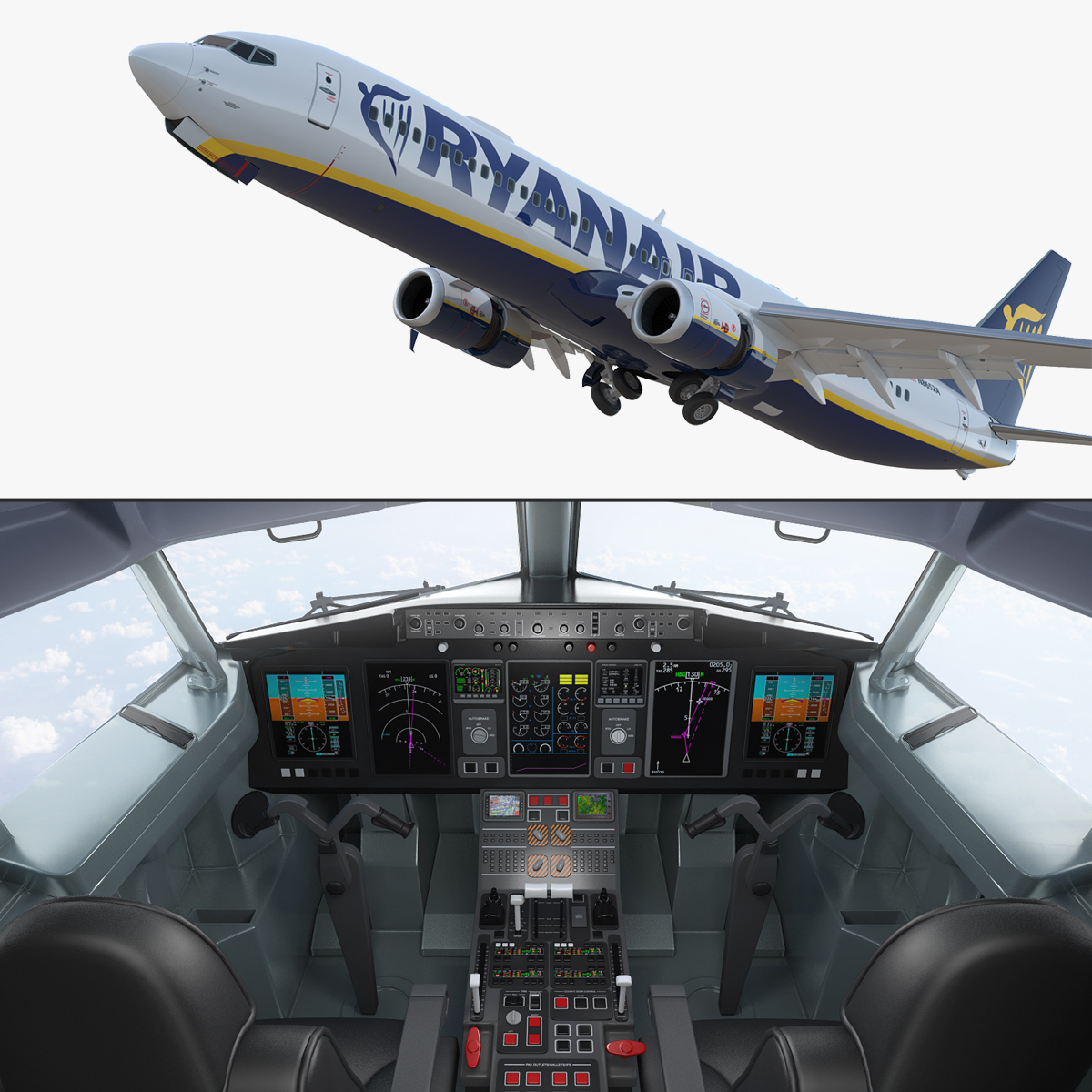 Boeing 737 900 With Interior And Cockpit Ryanair Rigged 3d Model