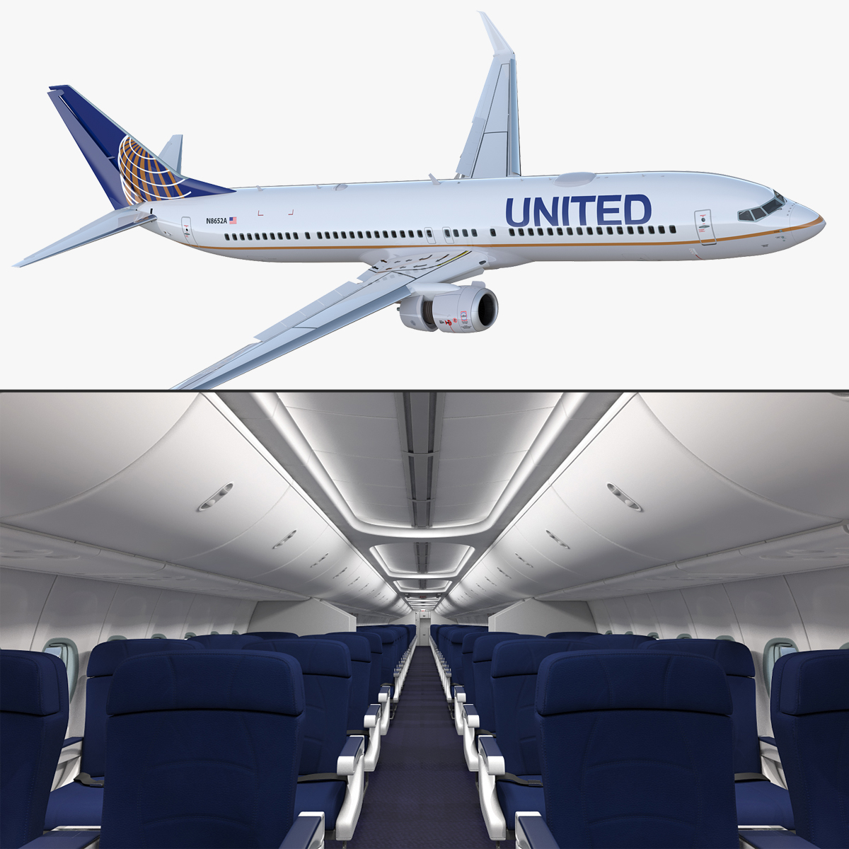 Boeing 737 900 Mit Interieur Und Cockpit United Airlines Rigged