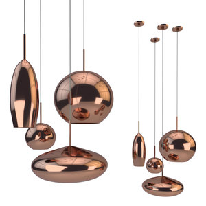 3D model copper tall pendant lamps