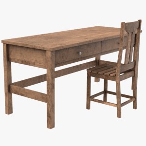 old table chair 3D model