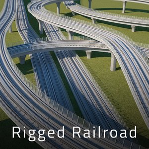 3D rigged railroad track model