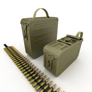 3D model ammunition boxes machine gun