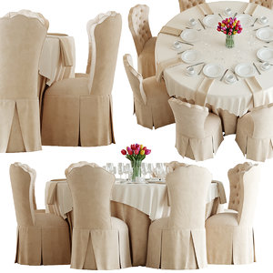 3D eight-seated banquet table chair