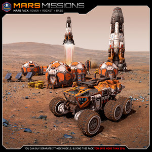 mars rover rocket 3D model
