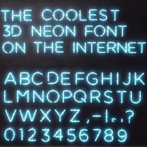 3D neon alphabet model