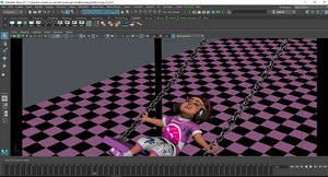girl kid playing swing 3D model