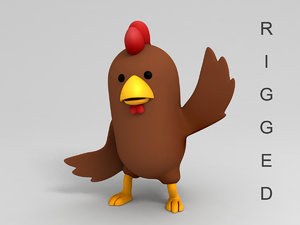 brown chicken character cartoon model