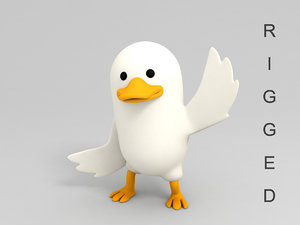 3D duck character cartoon rigged