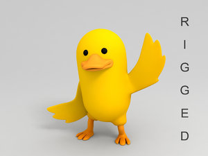 yellow duck character cartoon 3D model