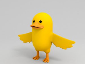3D yellow duck character cartoon