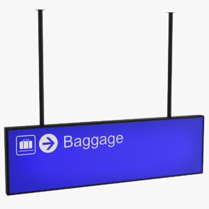 3D model airport baggage sign