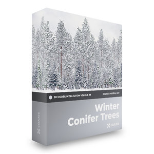 winter conifer trees volume 3D model