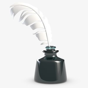 3D model inkwell quill