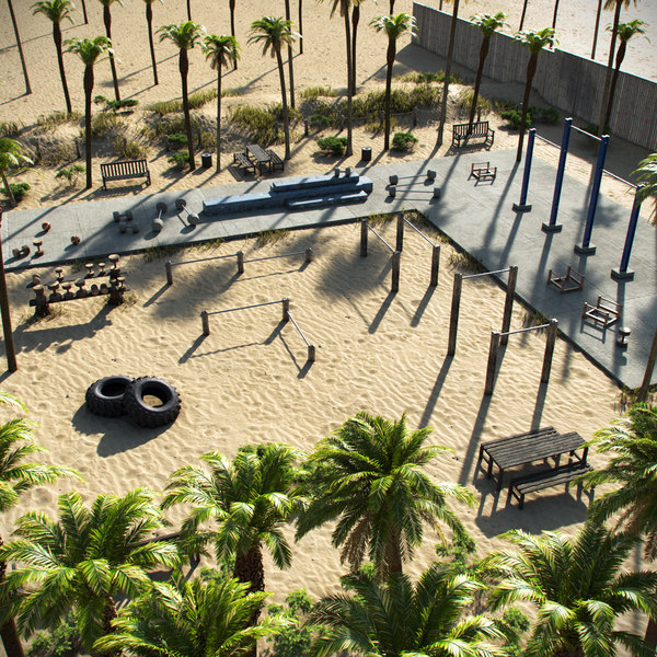 beach workout gym 3D model