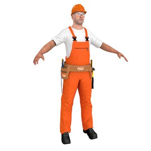 3D worker man hammer model