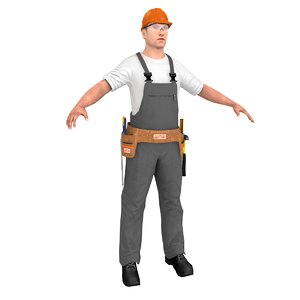worker man hammer 3D model