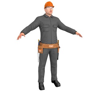 3D worker man hammer