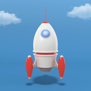 cartoon rocket model