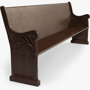 cathedral pew 3D model
