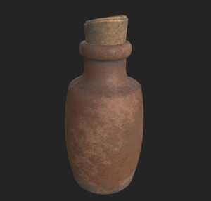 pbr small clay bottle 3D model