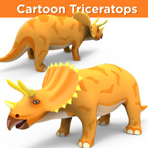 3D cartoon triceratops ready model