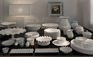 luxurious porcelain set dinnerware 3D model