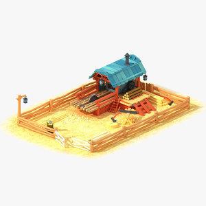 cartoon sawmill 3D model