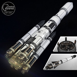 3D space sci-fi ship rocket model