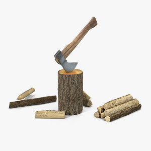 hatchet split wood 3D model