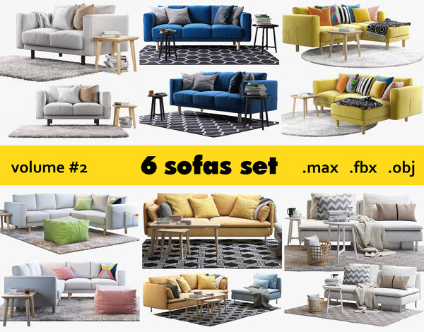 Ikea 6 Sofas Set 3d Model Turbosquid, Ikea Living Room Sofas And Chairs