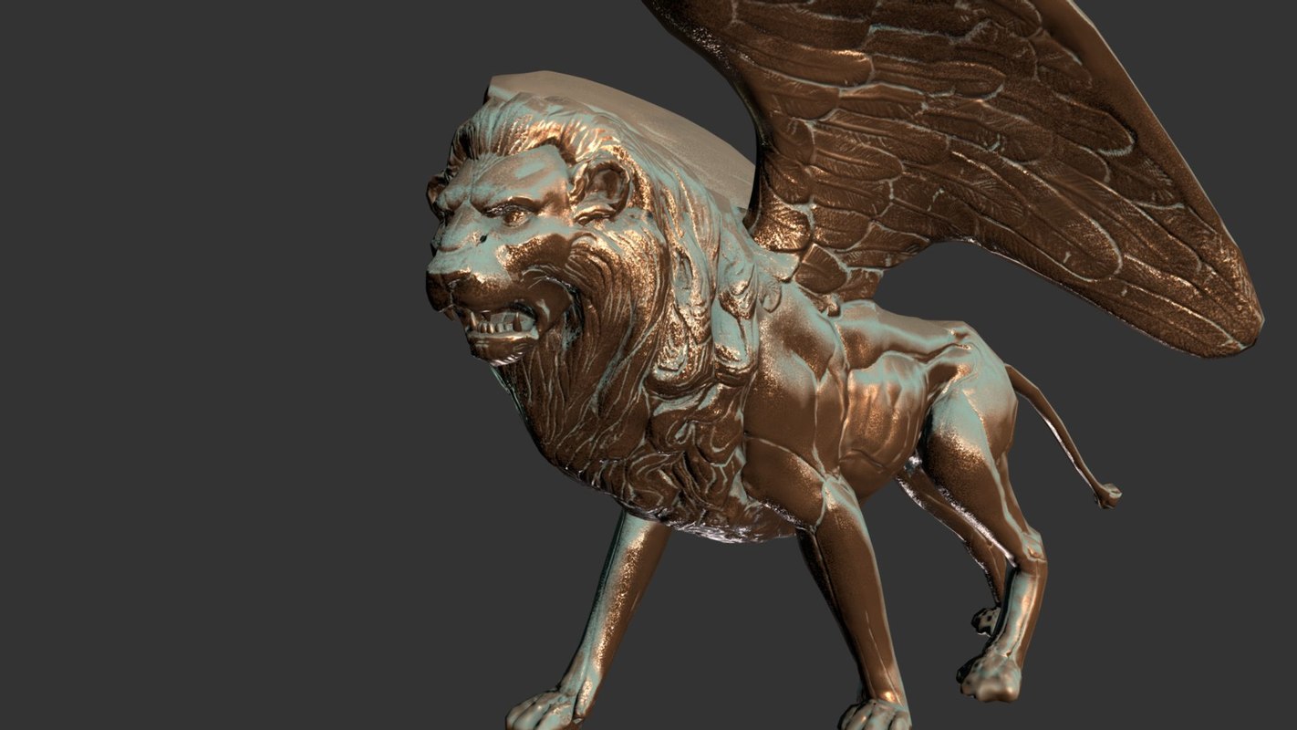 Bronze statue winged lion model - TurboSquid 1279316