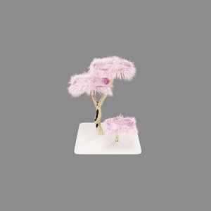 3D fluffy tree cat model