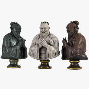3D confucius bust model