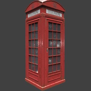 3D red telephone box weathered