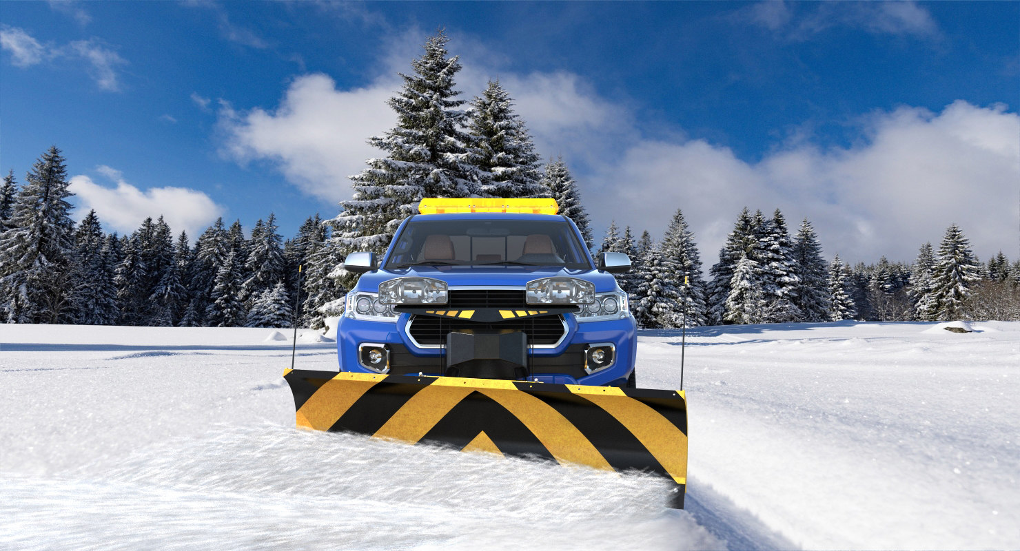 pickup with snowplow 3d model