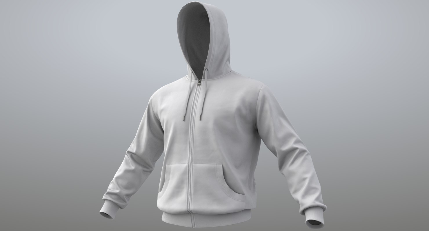 Realistic white hoodie 01 3D model TurboSquid 1281142