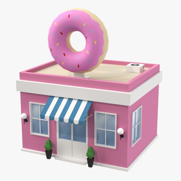 cartoon donuts shop 3D model