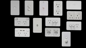 3D power outlets wall plate model